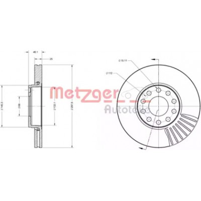 Тормозной диск 6110080 METZGER - купить в магазине запчастей по Украине