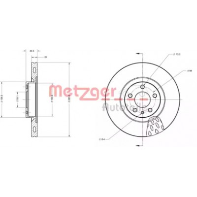 Тормозной диск 6110084 METZGER - купить в магазине запчастей по Украине