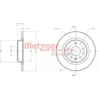 Тормозной диск 6110119 METZGER - купить в магазине запчастей по Украине