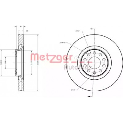 Тормозной диск 6110134 METZGER - купить в магазине запчастей по Украине