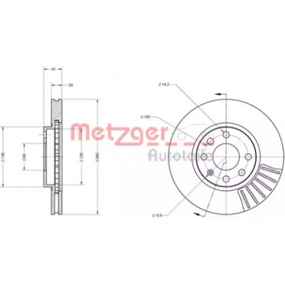 Тормозной диск 6110145 METZGER - купить в магазине запчастей по Украине