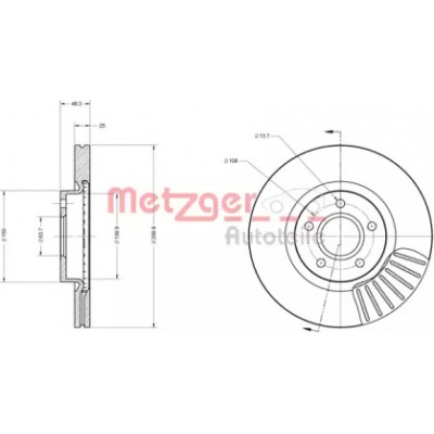 Тормозной диск 6110162 METZGER - купить в магазине запчастей по Украине