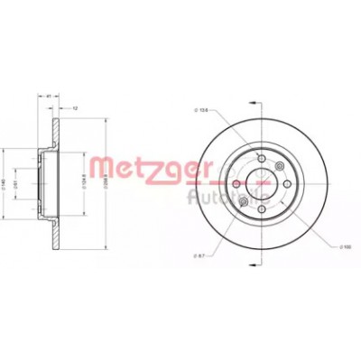Тормозной диск 6110170 METZGER - купить в магазине запчастей по Украине