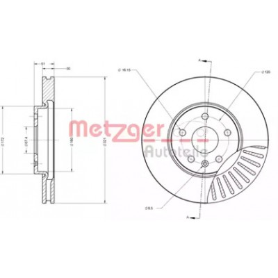 Тормозной диск 6110176 METZGER - купить в магазине запчастей по Украине