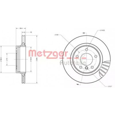 Тормозной диск 6110182 METZGER - купить в магазине запчастей по Украине