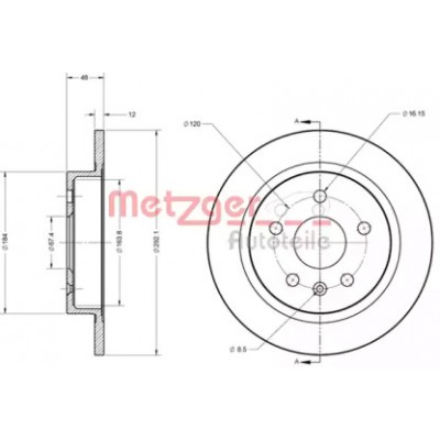 Тормозной диск 6110188 METZGER - купить в магазине запчастей по Украине