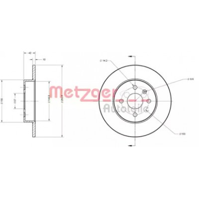 Тормозной диск 6110192 METZGER - купить в магазине запчастей по Украине