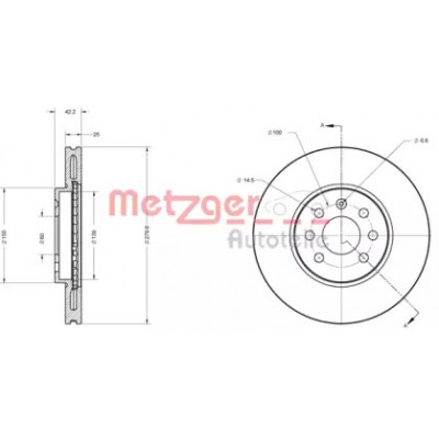 Тормозной диск 6110193 METZGER - купить в магазине запчастей по Украине
