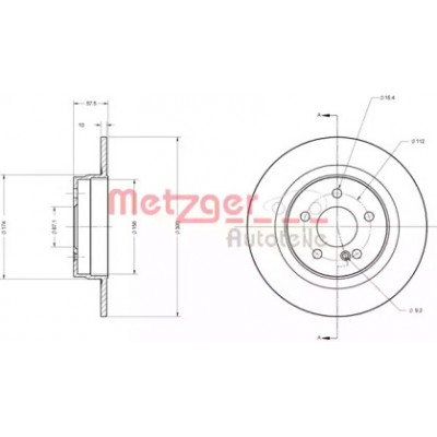 Тормозной диск 6110209 METZGER - купить в магазине запчастей по Украине