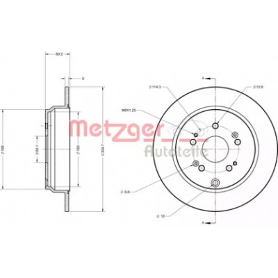 Тормозной диск 6110265 METZGER - купить в магазине запчастей по Украине
