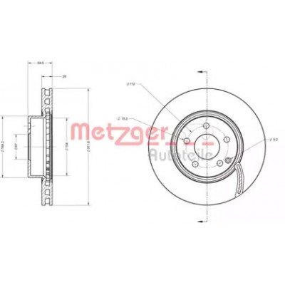 Тормозной диск 6110304 METZGER - купить в магазине запчастей по Украине