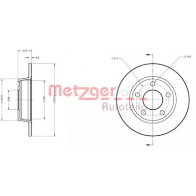 Тормозной диск 6110308 METZGER - купить в магазине запчастей по Украине