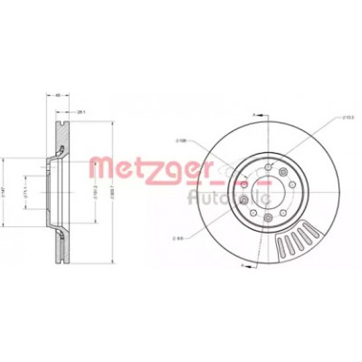 Тормозной диск 6110318 METZGER - купить в магазине запчастей по Украине