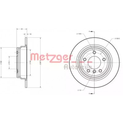 Тормозной диск 6110322 METZGER - купить в магазине запчастей по Украине
