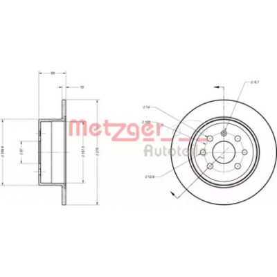 Тормозной диск 6110339 METZGER - купить в магазине запчастей по Украине