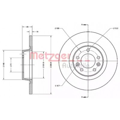 Тормозной диск 6110422 METZGER - купить в магазине запчастей по Украине
