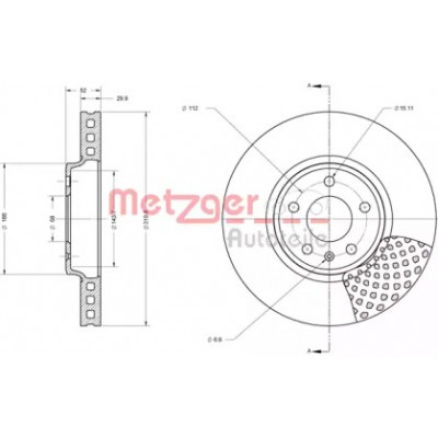 Тормозной диск 6110425 METZGER - купить в магазине запчастей по Украине