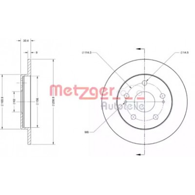 Тормозной диск 6110498 METZGER - купити в магазині запчастин по Україні