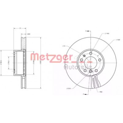 Тормозной диск 6110522 METZGER - купить в магазине запчастей по Украине