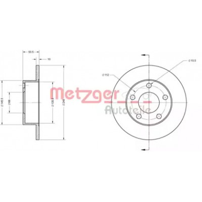 Тормозной диск 6110532 METZGER - купить в магазине запчастей по Украине