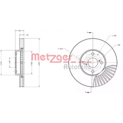 Тормозной диск 6110548 METZGER - купить в магазине запчастей по Украине