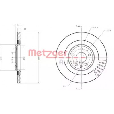 Тормозной диск 6110616 METZGER - купить в магазине запчастей по Украине