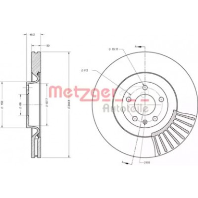 Тормозной диск 6110669 METZGER - купить в магазине запчастей по Украине