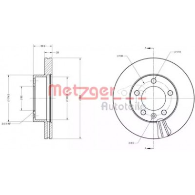 Тормозной диск 6110687 METZGER - купить в магазине запчастей по Украине