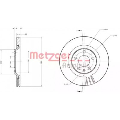 Тормозной диск 6110697 METZGER - купить в магазине запчастей по Украине