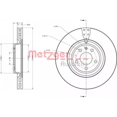 Тормозной диск 6110717 METZGER - купить в магазине запчастей по Украине