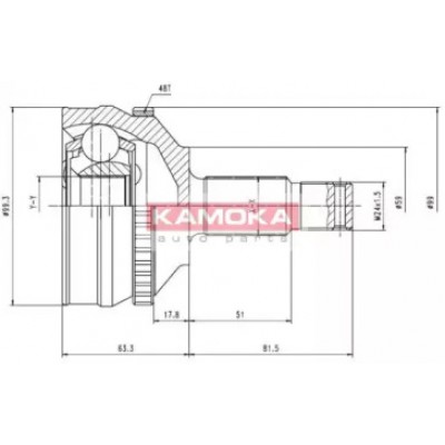 Шарнирный комплект, приводной вал 6576 KAMOKA - купити в магазині запчастин по Україні