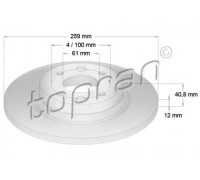 Тормозной диск TOPRAN 701 771 701771 TOPRAN - купить в магазине запчастей по Украине
