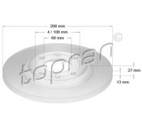 Тормозной диск TOPRAN 722 456 722456 TOPRAN - купить в магазине запчастей по Украине