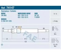 Свеча накаливания FAE 74147 74147 FAE - купить в магазине запчастей по Украине