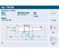 Свеча накаливания FAE 74154 74154 FAE - купить в магазине запчастей по Украине