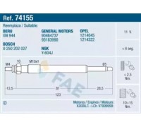 Свеча накаливания FAE 74155 74155 FAE - купить в магазине запчастей по Украине