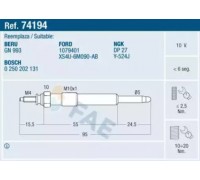 Свеча накаливания FAE 74194 74194 FAE - купить в магазине запчастей по Украине