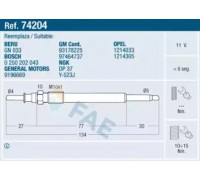 Свеча накаливания FAE 74204 74204 FAE - купить в магазине запчастей по Украине