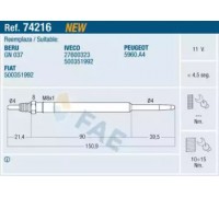 Свеча накаливания FAE 74216 74216 FAE - купить в магазине запчастей по Украине