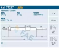 Свеча накаливания FAE 74217 74217 FAE - купить в магазине запчастей по Украине