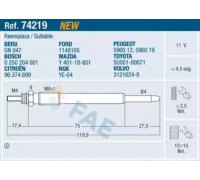 Свеча накаливания FAE 74219 74219 FAE - купить в магазине запчастей по Украине