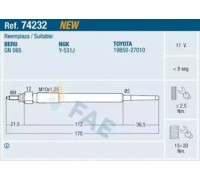 Свеча накаливания FAE 74232 74232 FAE - купить в магазине запчастей по Украине