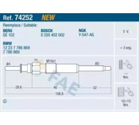 Свеча накаливания FAE 74252 74252 FAE - купить в магазине запчастей по Украине