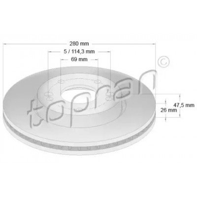 Тормозной диск 820603 TOPRAN - купить в магазине запчастей по Украине