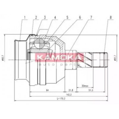 Шарнирный комплект, приводной вал 8715 KAMOKA - купить в магазине запчастей по Украине