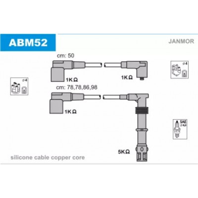 Комплект проводов зажигания ABM52 JANMOR - купить в магазине запчастей по Украине