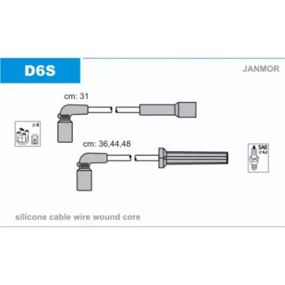 Комплект проводов зажигания D6S JANMOR - купить в магазине запчастей по Украине