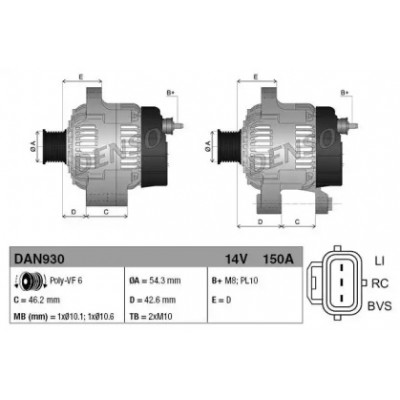 Генератор DAN930 DENSO - купить в магазине запчастей по Украине