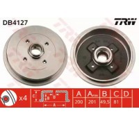 Тормозной барабан TRW DB4127 DB4127 TRW - купить в магазине запчастей по Украине