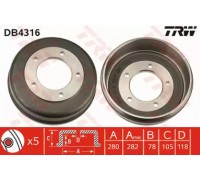 Тормозной барабан TRW DB4316 DB4316 TRW - купить в магазине запчастей по Украине